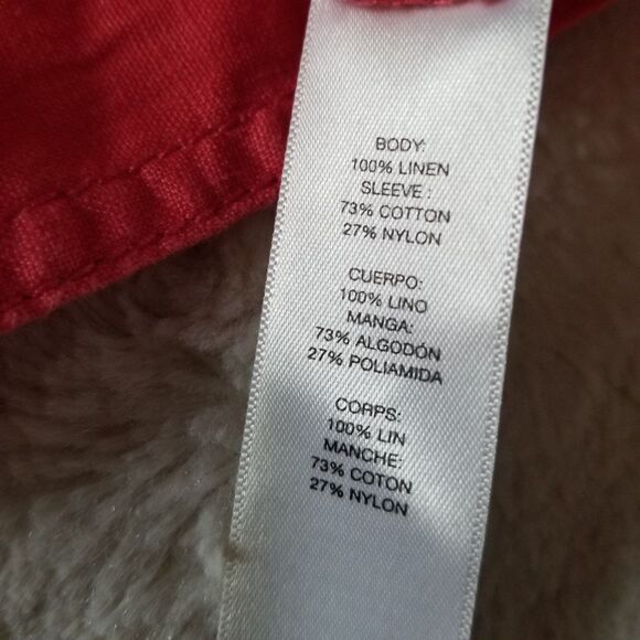 Chico's Jacket Size 2 US Medium Petite Button Up Lace Sleeve Linen - Picture 9 of 9